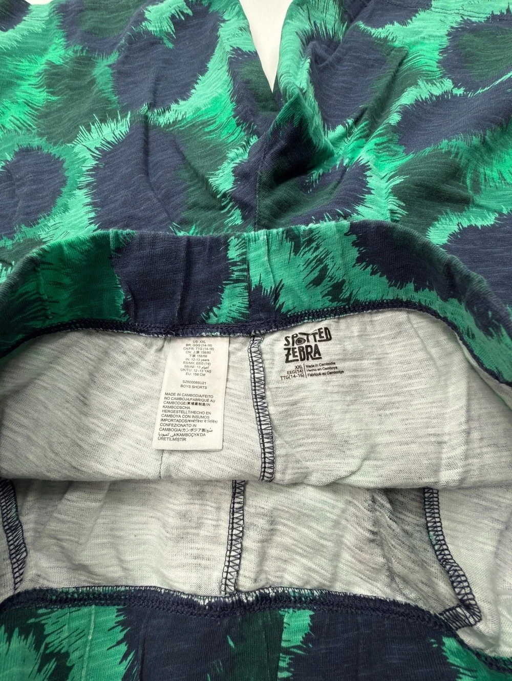 Spotted Zebra Shorts Green Abstract Print Summer Relaxed Fit - Boys XXL